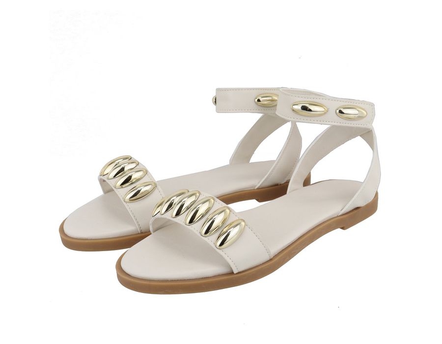 Flat Rasteira Nina Off White | KUENTO SHOES